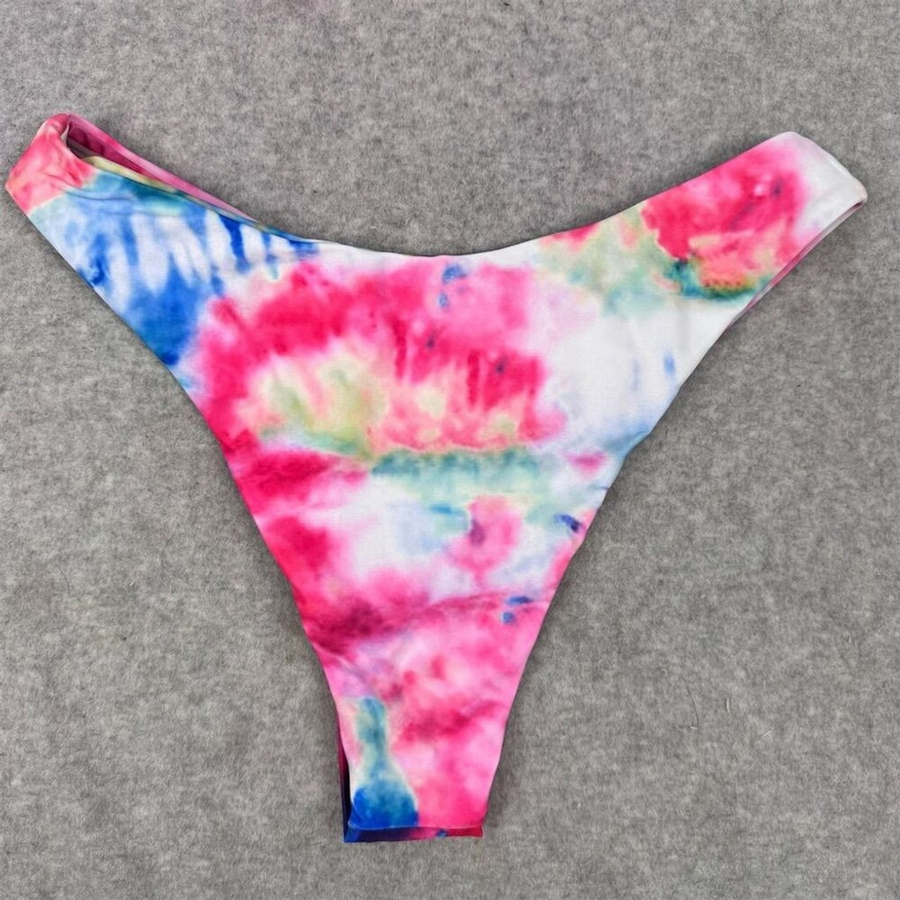 Zaful Women's Tie Dye Lace-Up Bikini Set High-Leg Size 4 Multicolor - Picture 5 of 11